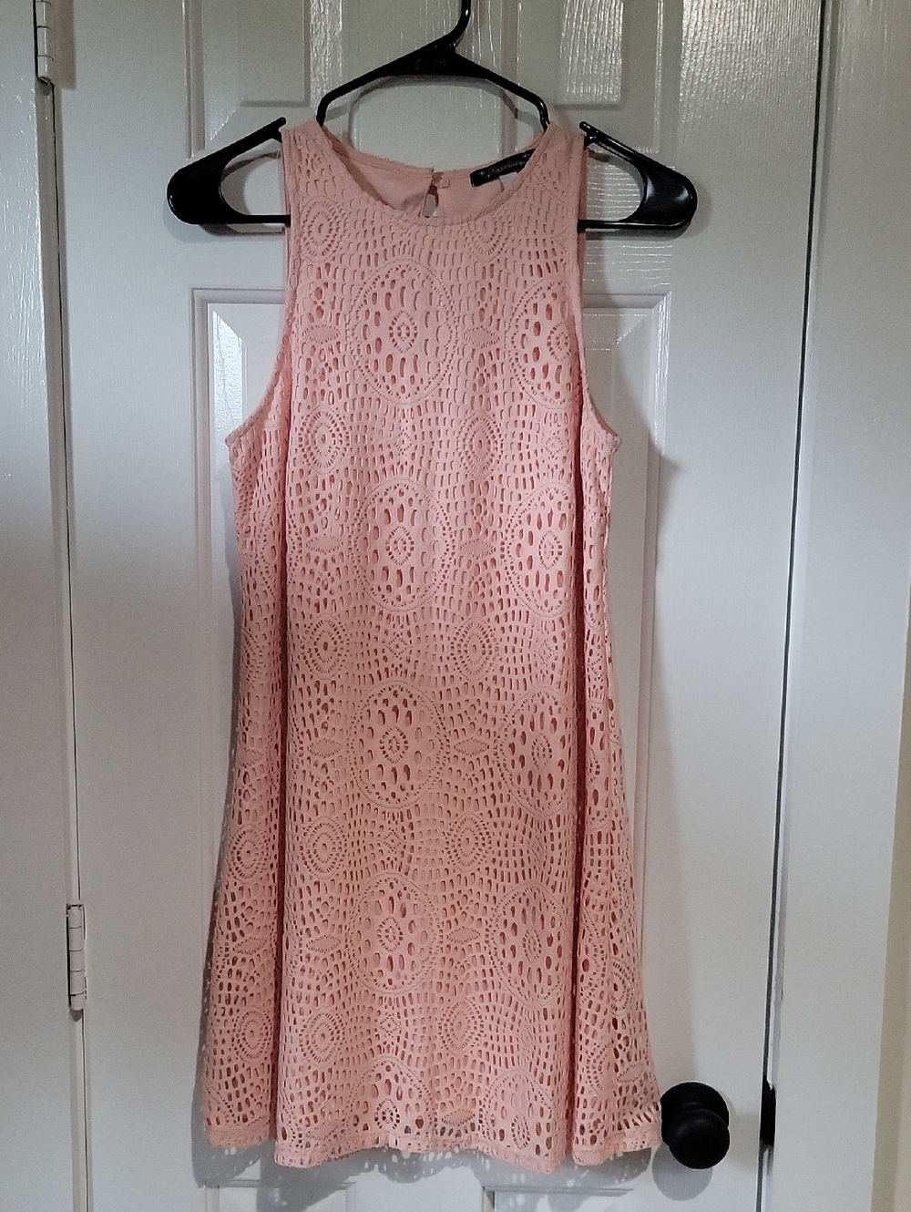 Xtraordinary Blush Pink Crochet Mini Dress